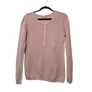 Vintage 90s Y2K Gap Waffle Knit Henley Top Womens MED Pink Thermal Preppy Casual